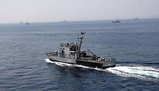 A drill on the Indian Ocean organised by the Indian Navy