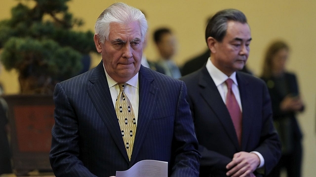 
 US Secretary of State Rex Tillerson and Chinese Foreign 
Minister Wang Yi. (Lintao Zhang/Pool/Getty Images) 

