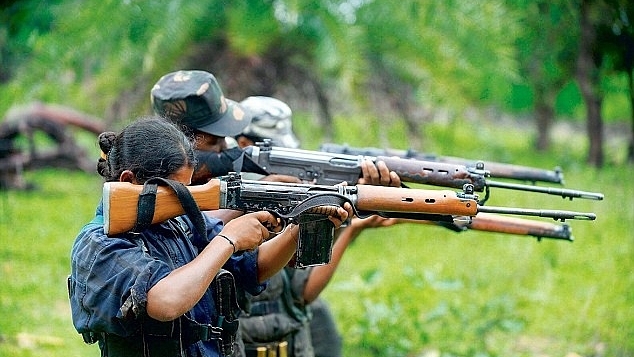 
 Members of a Maoist group in Jharkhand.