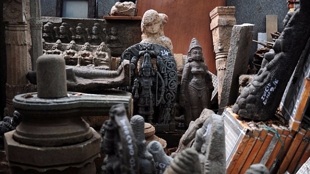 Recovered antique idols and artefacts stolen by an art dealer at his home in Chennnai in 2016 (representative image) (ARUN SANKAR/AFP/Getty Images)