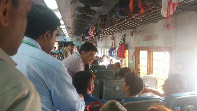 Goyal interacting with passengers.