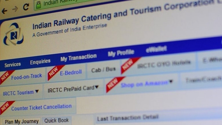 IRCTC Indian Railways train ticket booking website.