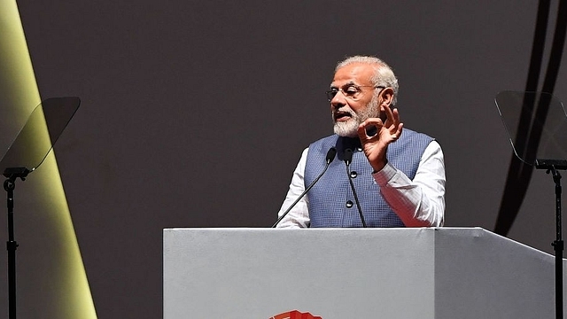 Prime Minister Narendra Modi delivers a speech in Gandhinagar. (PRAKASH SINGH/AFP/Getty Images)&nbsp;