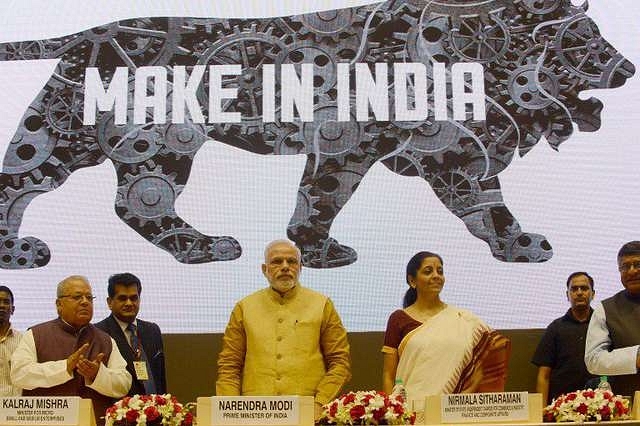 Nirmala Sitharaman with Prime Minister Narendra Modi ... Make in India programme taking off