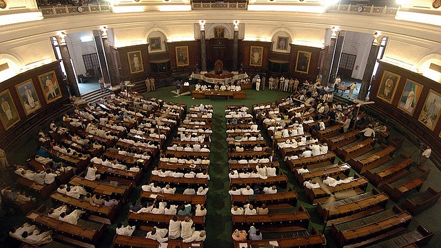 Ruling and opposition party members at central hall of Parliament in New Delhi. (PRAKASH SINGH/AFP/Getty Images)