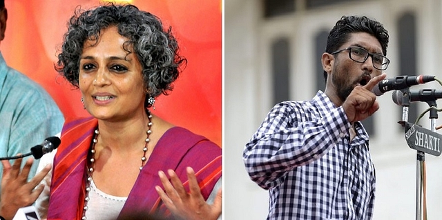 Author Arundhati Roy (left) and Jignesh Mevani (Right)