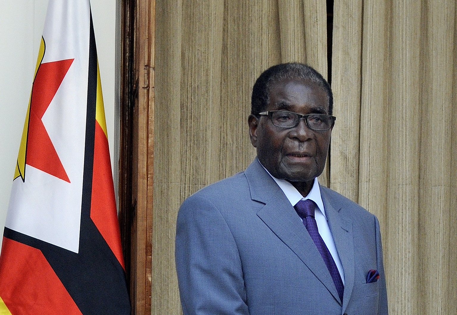 Robert Mugabe  in New Delhi, India. (Sonu Mehta/Hindustan Times via Getty Images)