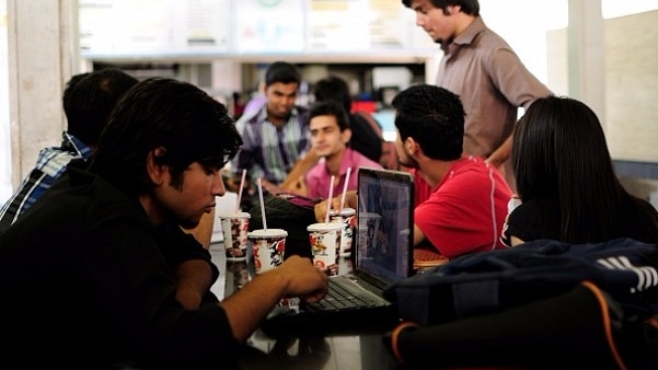 Students at Castro Cafe at Jamia Milia Islamia University. (Pradeep Gaur/Mint via Getty Images)