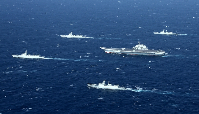 A Chinese navy formation in the South China Sea. (STR—AFP via Getty Images)