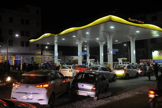 People waiting to fill fuel in Bhopal (Mujeeb Faruqui/Hindustan Times via Getty Images)