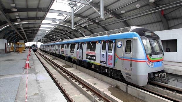 Hyderabad Metro rail undergoing a trial run (PTI)