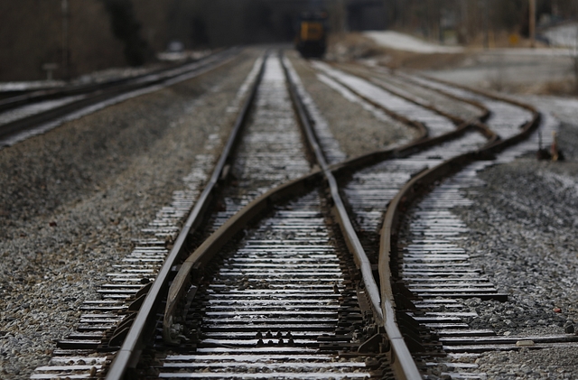 A railway switch (Luke Sharrett/Getty Images)