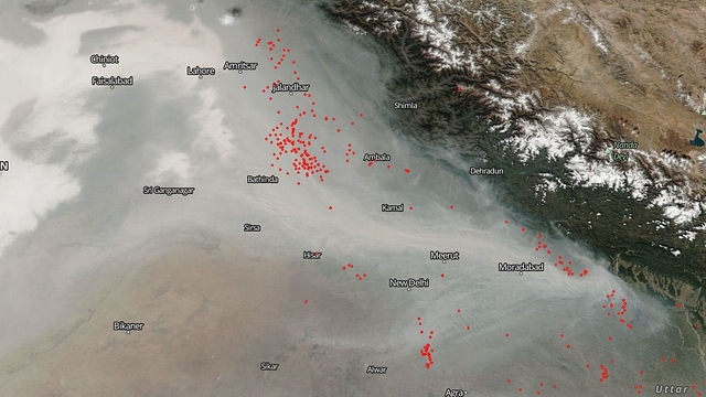 Fires around Delhi (NASA Earth Observing System Data and Information System (EOSDIS)