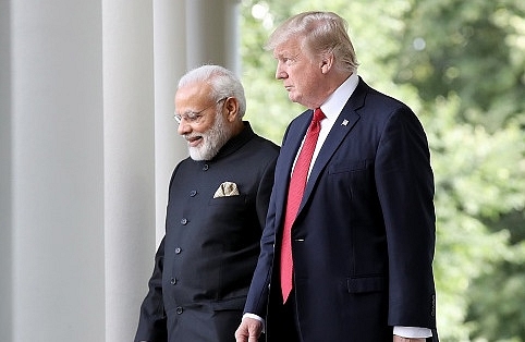 US President Donald Trump and Prime Minister Narendra Modi walk from the Oval Office . (Win McNamee/Getty Images)