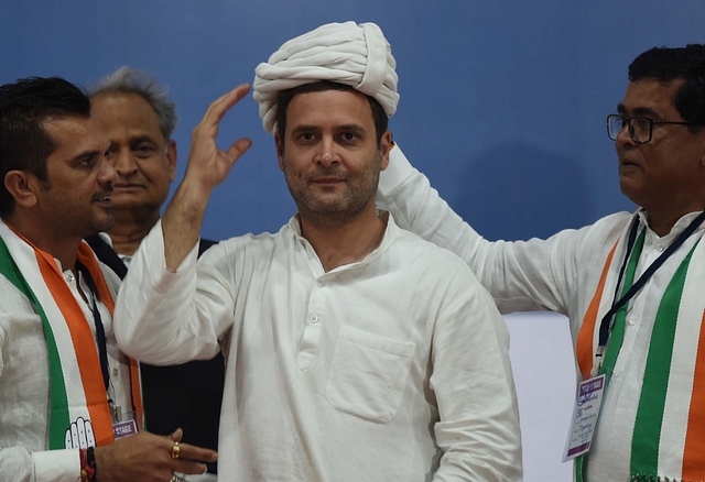 Congress Vice President Rahul Gandhi at a rally in Gujarat, November 2017. (Photo by Vijayanand Gupta/Hindustan Times via Getty Images)