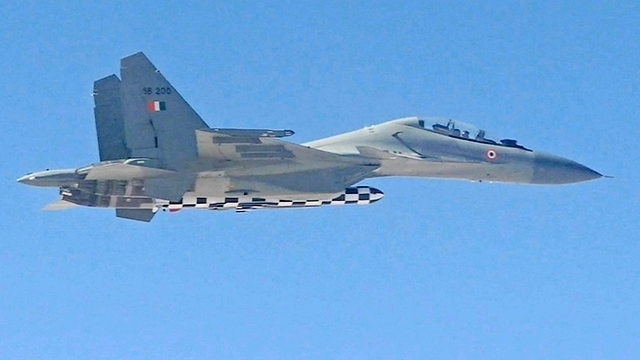 BrahMos-A armed Su-30MKI moments before the launch of the missile. 