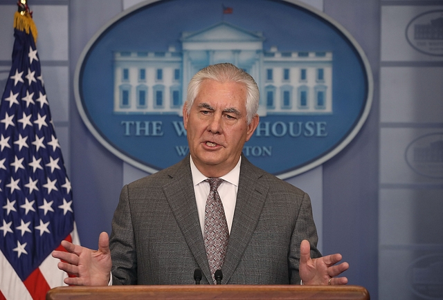 Secretary of State Rex Tillerson speaks to the media.(Mark Wilson/Getty Images)