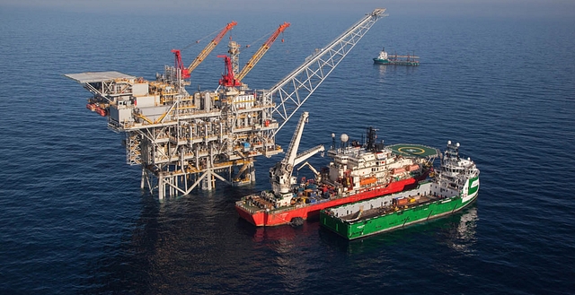  The Tamar drilling natural gas production platform is seen some 25 kilometers West of the Ashkelon shore  in Israel. (Albatross via Getty Images)