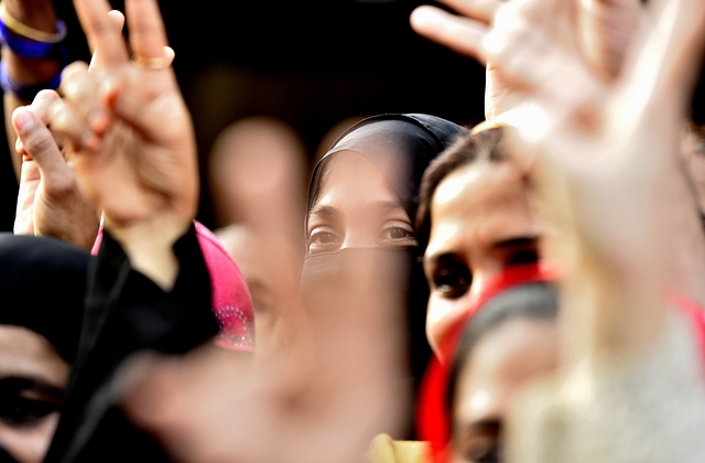 Muslim women celebrate in Byculla, Mumbai after the Supreme Court verdict on Triple Talaq (Anshuman Poyrekar/Hindustan Times via Getty Images)