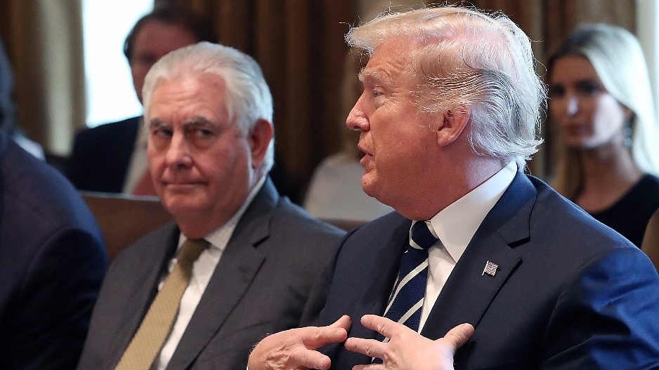 US Secretary of State Rex Tillerson(L) with US President Donald Trump. (Mark Wilson via Getty Images)