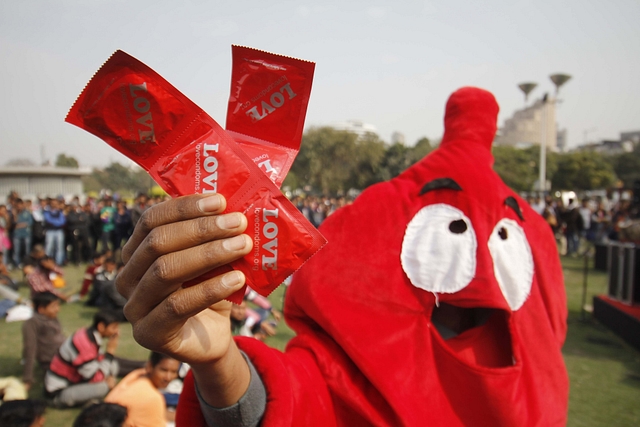 International Condom Day 2016 in New Delhi (Sanchit Khanna/Hindustan Times via Getty Images)