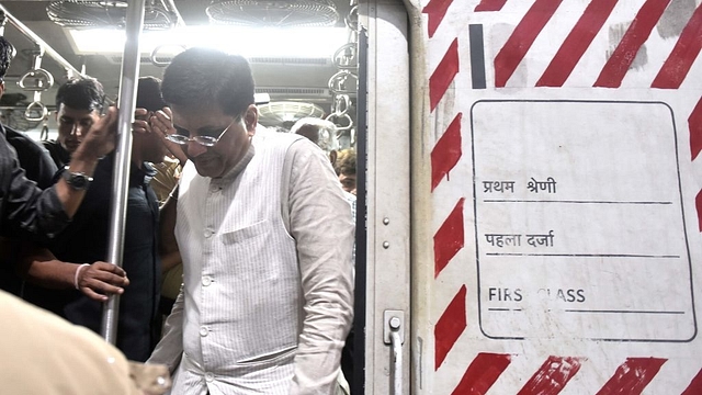 Union Railway Minister Piyush Goyal visits Elphistone Road Station and Curry Road Station to inspect the work of Railway Bridges in Mumbai, India. (Anshuman Poyrekar/Hindustan Times via GettyImages)