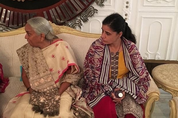 Jadhav’s mother (left) and wife in Pakistan’s Foreign Affairs Ministry.  