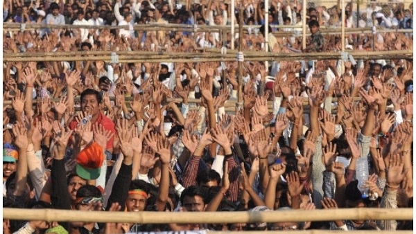 A political rally (Himanshu Vyas/Hindustan Times via Getty Images)&nbsp;