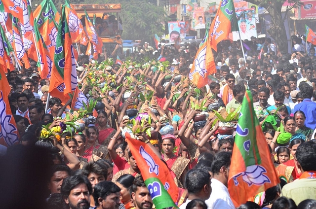 Participants at a BJP rally in Karnataka