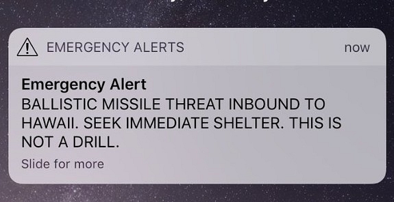 Hawaii: Officials Accidentally Send Inbound Missile Warning