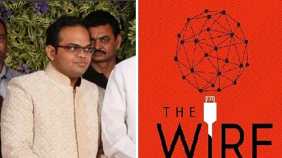 Amit Shah’s son Jay Shah (left) and The Wire’s logo (right).