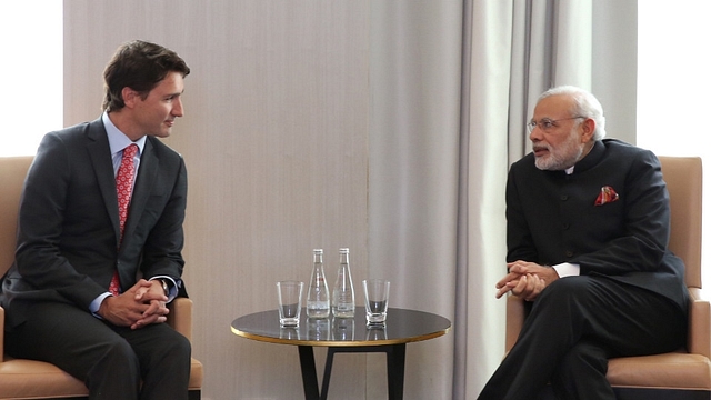 Prime Minister Narendra Modi meets with Canadian Prime Minister Justin Trudeau. (liberal.ca)