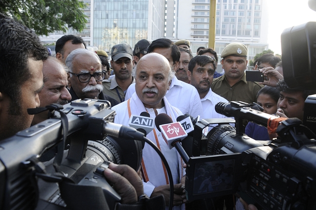 Praveen Togadia, VHP International president, addressing the media. (Parveen Kumar/Hindustan Times via Getty Images)