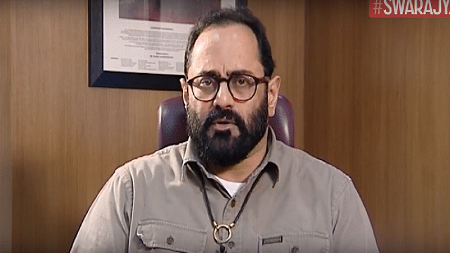 Rajeev Chandrasekhar during a chat with <i>Swarajya</i>