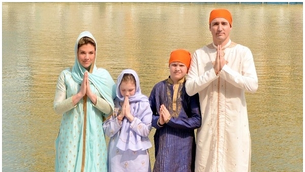 Canadian Prime Minister Justin Trudeau with his family at the Golden Temple in Amritsar (Sameer Sehgal/Hindustan Times via Getty Images)