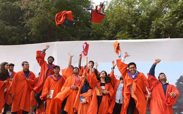 Scholars celebrate after the 48th convocation of Indian Institute of Technology (IIT) in 2017 in New Delhi. (Mohd Zakir/Hindustan Times via GettyImages)