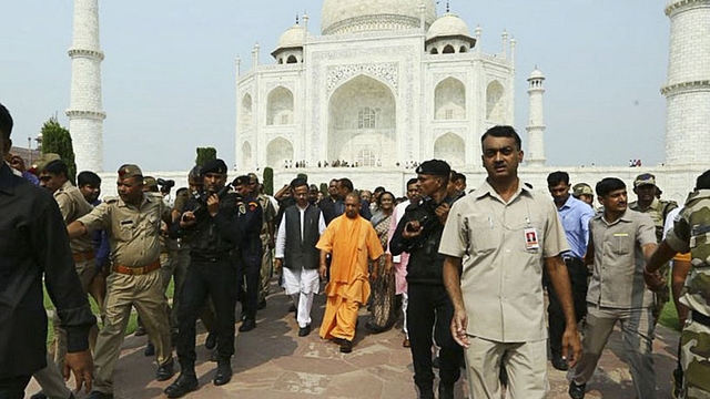 Chief Minister Yogi Adityanath visited Taj Mahal on 26 October 2017. (Kapil Pachori/Hindustan Times via Getty Images)