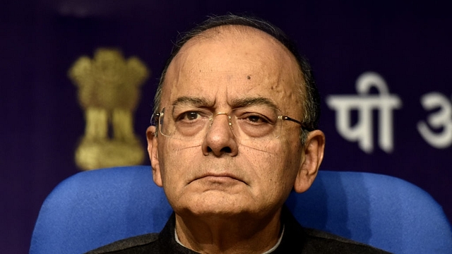 Finance Minister Arun Jaitley addresses a post-budget press conference at National Media Center in New Delhi, India. (Mohd Zakir/Hindustan Times via Getty Images)