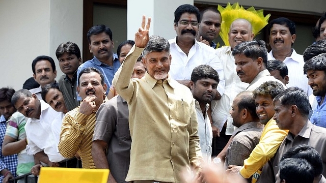 N Chandrababu Naidu thanking his supporters (Mohd Zakir/Hindustan Times via Getty Images)