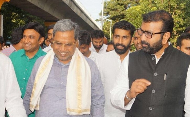 Chief Minister Siddaramaiah (L) with Mohammed Haris Nalapad (C). (@nalapad/Instagram)