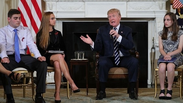 US President Donald Trump (C) speaks during a listening session with Marjory Stoneman Douglas High School students who survived the mass shooting in Florida. (Chip Somodevilla/Getty Images)