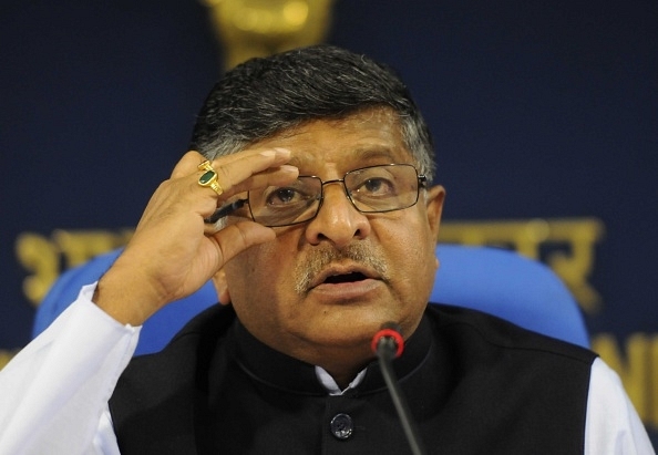 Union Law Minister Ravi Shankar Prasad addressing the media in New Delhi. (Vipin Kumar/Hindustan Times via GettyImages)&nbsp;