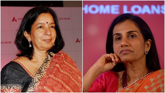 Axis Bank MD Shikha Sharma (L) and ICICI Bank CEO Chanda Kochhar (R). (Pradeep Gaur and Abhijit Bhatlekar via Mint/Getty Images)