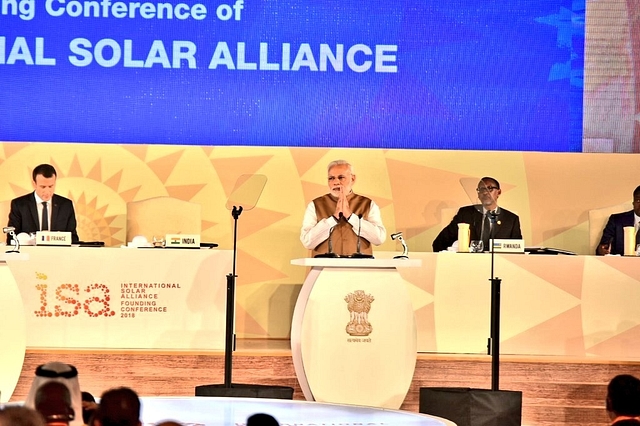 Prime Minister Narendra Modi at the founding conference of the International Solar Alliance.&nbsp; (MEA/Twitter)