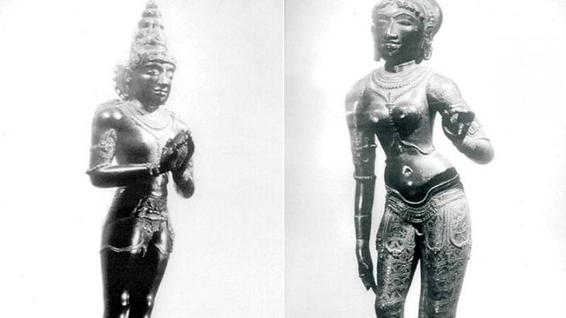 Panchaloha idols of King Raja Raja Chola and his wife Lokamadevi (Photo: Deccan Chronicle)