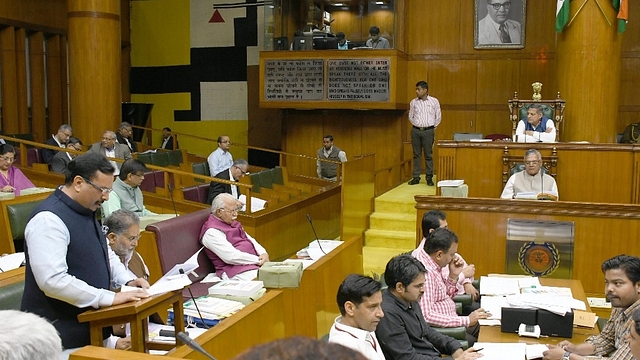 Haryana Finance Minister Captain Abhimanyu presenting his fourth budget in state assembly in Chandigarh on 9 March 2018.