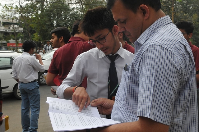 (representative image) School students after a board exam. (Mujeeb Faruqui/Hindustan Times via Getty Images)