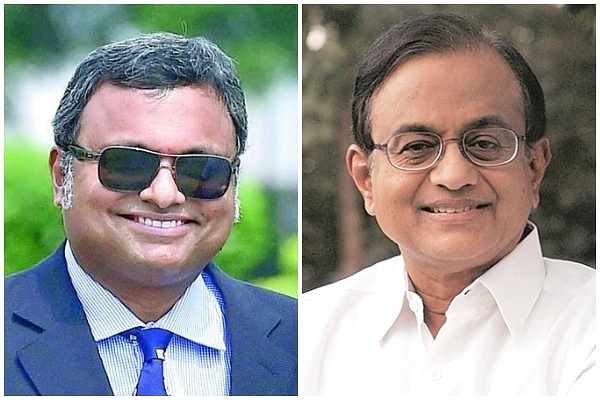 Karti Chidambaram and P Chidambaram.