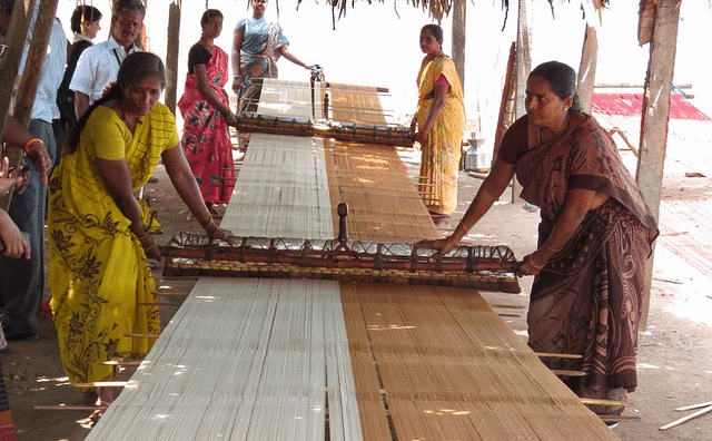 Representative image of yarn sizing by weavers. (A S Diwakar)