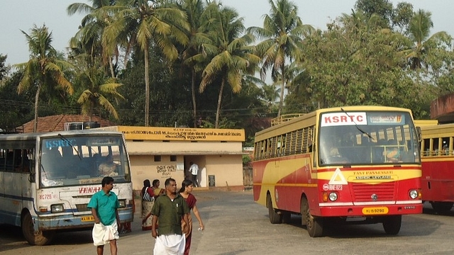 KSRTC buses parked at a depot. (Wikimedia Commons)&nbsp;